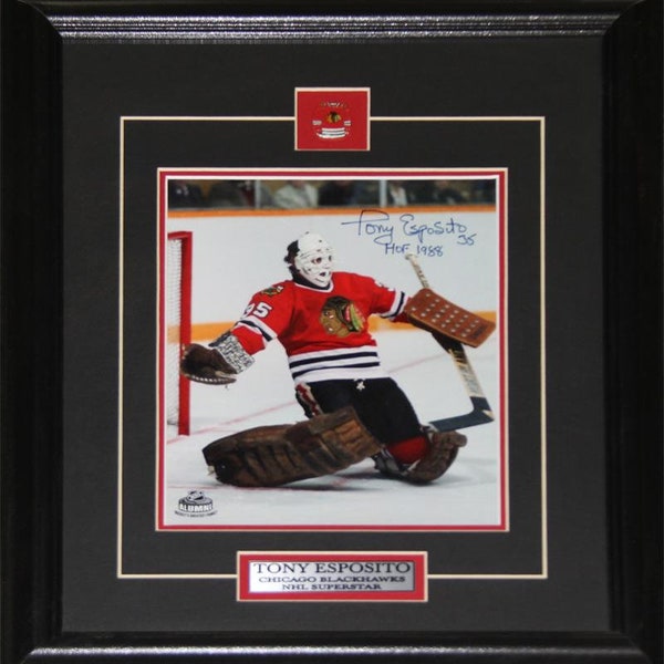 Tony Esposito Chicago Blackhawks Signed 8x10 Hockey Collector Frame