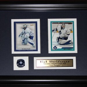 Cadre de collection Ed Belfour Maple Leafs de Toronto, 2 cartes, souvenirs de hockey