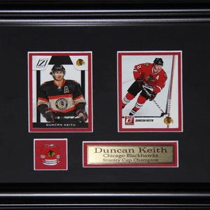 Cadre de collection pour souvenirs de hockey, 2 cartes, Blackhawks de Chicago, Duncan Keith
