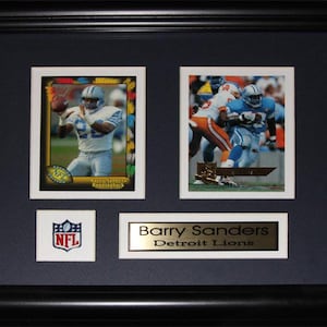 Barry Sanders Detroit Lions, cadre de collection pour 2 cartes souvenirs de football