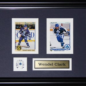 Cadre de collection pour 2 cartes souvenirs de hockey des Maple Leafs de Toronto Wendel Clark