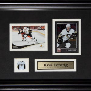 Cadre de collection pour 2 cartes souvenirs de hockey des Penguins de Pittsburgh Kris Letang