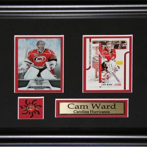 Cadre de collection pour souvenirs de hockey, 2 cartes, Carolina Hurricanes de Cam Ward