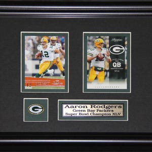 Aaron Rodgers Cadre de collection, 2 cartes, souvenirs de football, Green Bay Packers