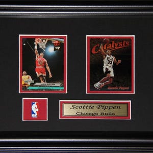 Scottie Pippen, cadre de collection de 2 cartes souvenirs de basketball Chicago Bulls