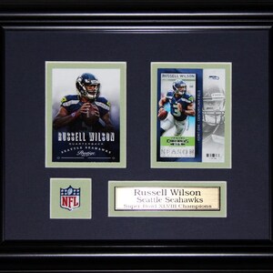 Cadre de collection, 2 cartes, souvenirs de football, Seattle Seahawks, Russell Wilson