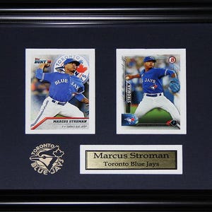 Cadre de collection Marcus Stroman, 2 cartes, souvenirs de baseball des Blue Jays de Toronto