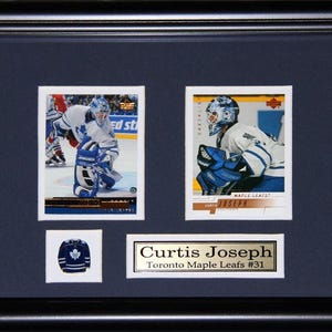 Cadre de collection pour 2 cartes souvenirs de hockey des Maple Leafs de Toronto Curtis Joseph