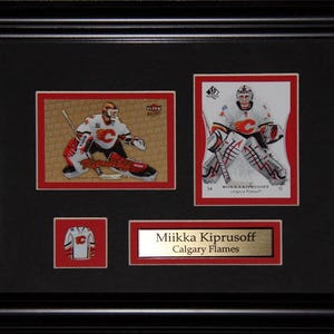Cadre de collection pour 2 cartes souvenirs de hockey des Flames de Calgary Miikka Kiprusoff