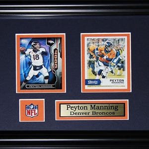 Cadre de collection pour 2 cartes souvenirs de football Denver Broncos de Peyton Manning