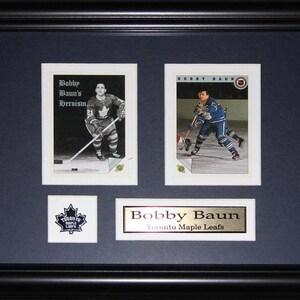 Cadre de collection pour 2 cartes souvenirs de hockey des Maple Leafs de Toronto Bobby Baun