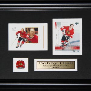 Cadre de collection pour 2 cartes souvenirs de hockey des Blackhawks de Chicago Bobby Hull