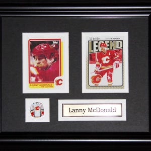 Cadre de collection pour 2 cartes souvenirs de hockey des Flames de Calgary Lanny McDonald