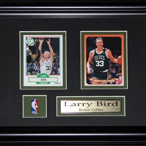 Cadre de collection Larry Bird Boston Celtics, 2 cartes souvenirs de basketball