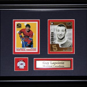 Cadre de collection pour souvenirs de hockey, 2 cartes, Canadiens de Montréal, Guy Lapointe
