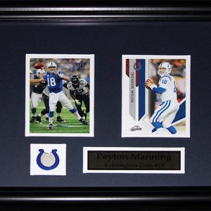 Cadre de collection pour ballons de football 2 cartes Indianapolis Colts de Peyton Manning