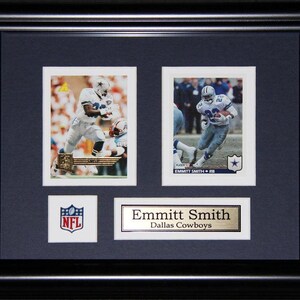 Cadre de collection pour 2 cartes souvenirs de football des Dallas Cowboys d'Emmitt Smith