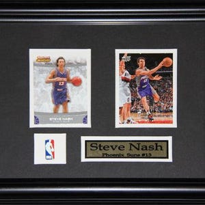 Cadre de collection de 2 cartes souvenirs de basketball Steve Nash Phoenix Suns