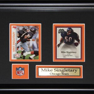 Cadre de collection pour 2 cartes souvenirs de football Chicago Bears de Mike Singletary