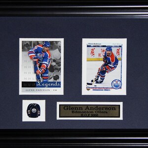 Cadre de collection pour 2 cartes souvenirs de hockey des Oilers d'Edmonton Glenn Anderson