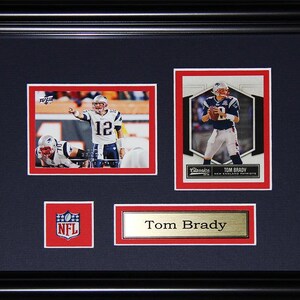 Cadre de collection pour 2 cartes souvenirs de football des New England Patriots de Tom Brady