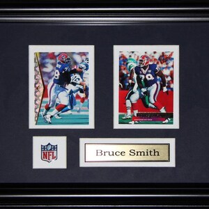 Cadre de collection, 2 cartes, souvenirs de football, Buffalo Bills de Bruce Smith