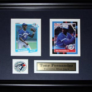 Cadre de collection pour 2 cartes de baseball des Blue Jays de Toronto Tony Fernandez