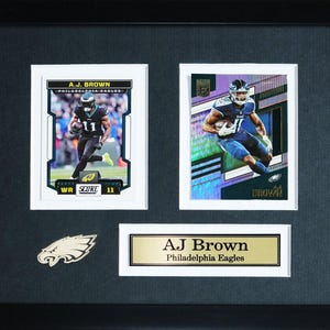 Cadre de collection pour souvenirs sportifs AJ Brown Philadelphia Eagles Football 2 cartes