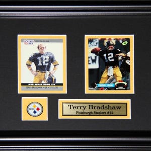 Cadre de collection pour ballons de football Terry Bradshaw Pittsburgh Steelers, 2 cartes