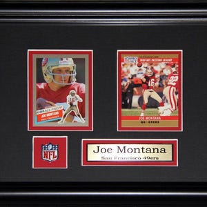 Cadre de collection, 2 cartes, souvenirs de football, San Francisco 49ers de Joe Montana