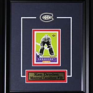 Cadre de collection pour souvenirs de hockey avec une carte, Canadiens de Montréal, Ken Dryden