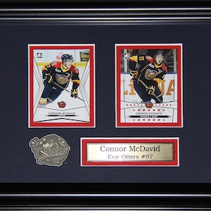 Cadre de collection pour 2 cartes Erie Otters de Connor McDavid, souvenirs de hockey de la Ligue de l'Ontario