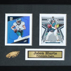 Jalen Hurts, Philadelphia Eagles Football, 2 cartes de collection, souvenirs sportifs, cadre de collection