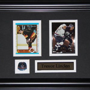 Cadre de collection, 2 cartes, souvenirs de hockey, Canucks de Vancouver, Trevor Linden