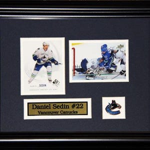 Cadre de collection, 2 cartes, souvenirs de hockey, Canucks de Vancouver, Daniel Sedin
