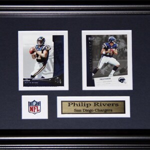 Cadre de collection San Diego Chargers, 2 cartes de football, Phillip Rivers