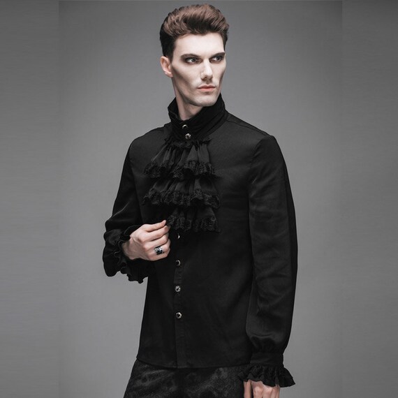 Black Men's Formal Shirt Top Removable 