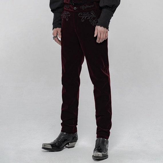 Men's Red or Black Velvet Pants Formal Trousers Groom - Etsy