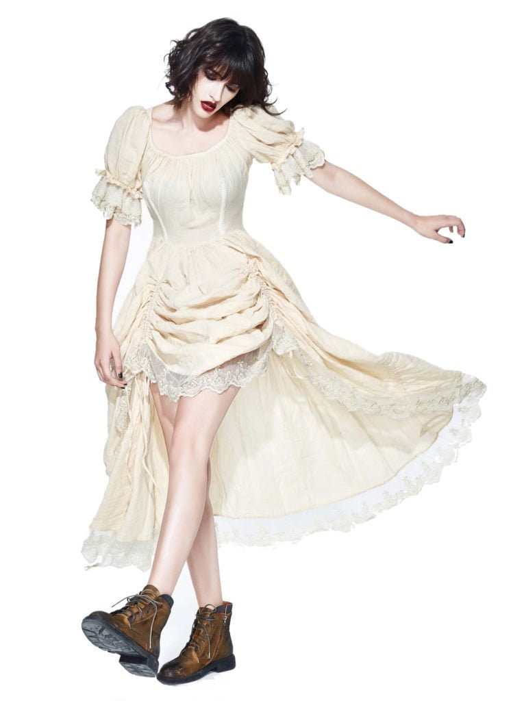 white steampunk dress