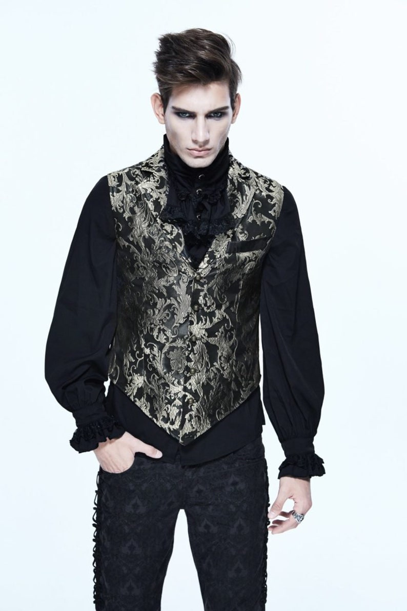 Gold and Black Waistcoat Brocade Vest Men's Formal - Etsy