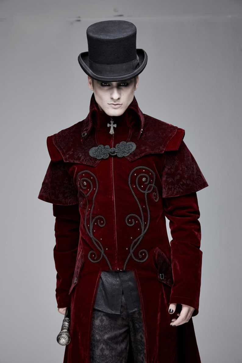 Men's Burgundy Velvet Coat Tailcoat Trench Medieval - Etsy UK