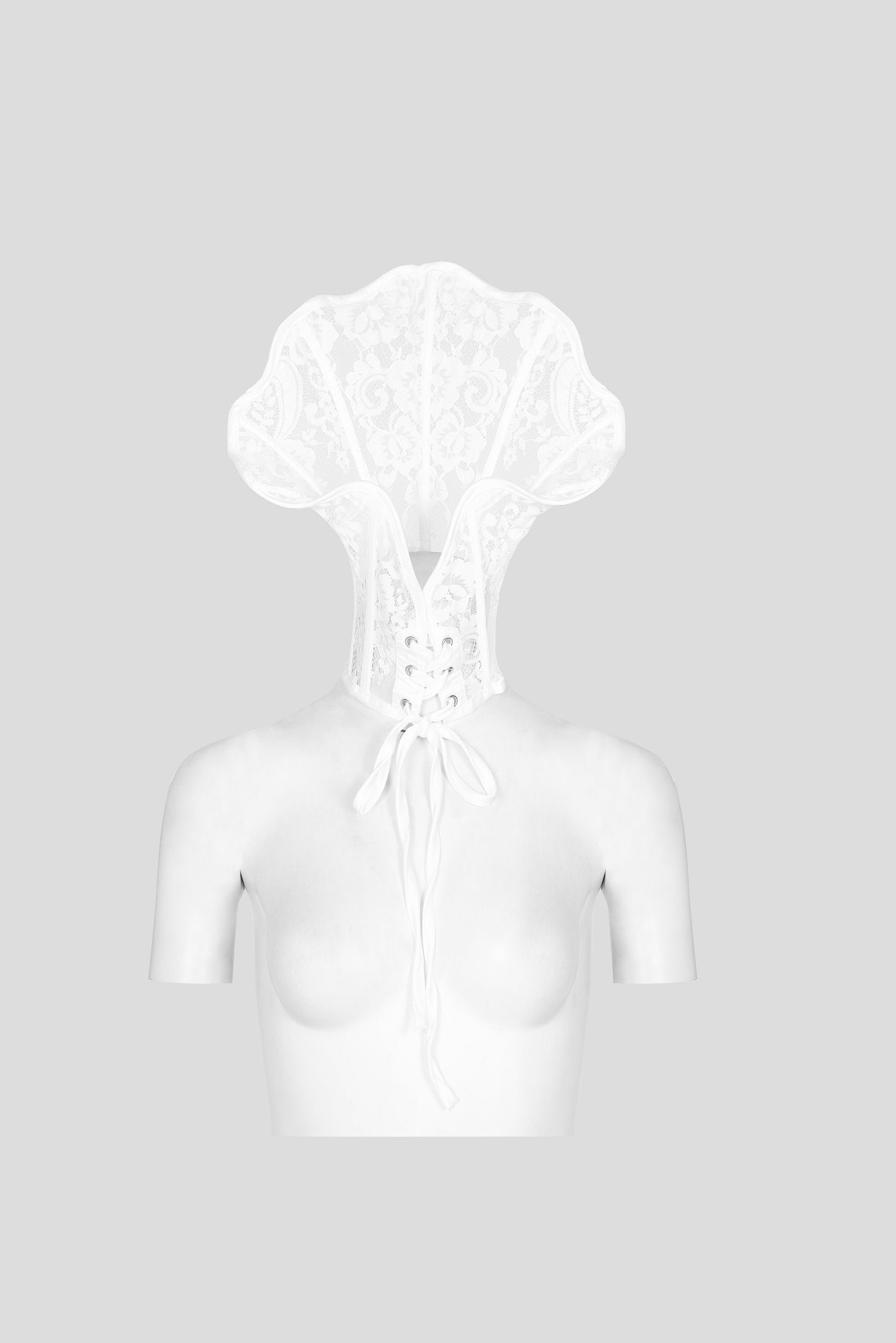 White Stand up Neck Collar Corset With Boning Lace Tie up Etsy