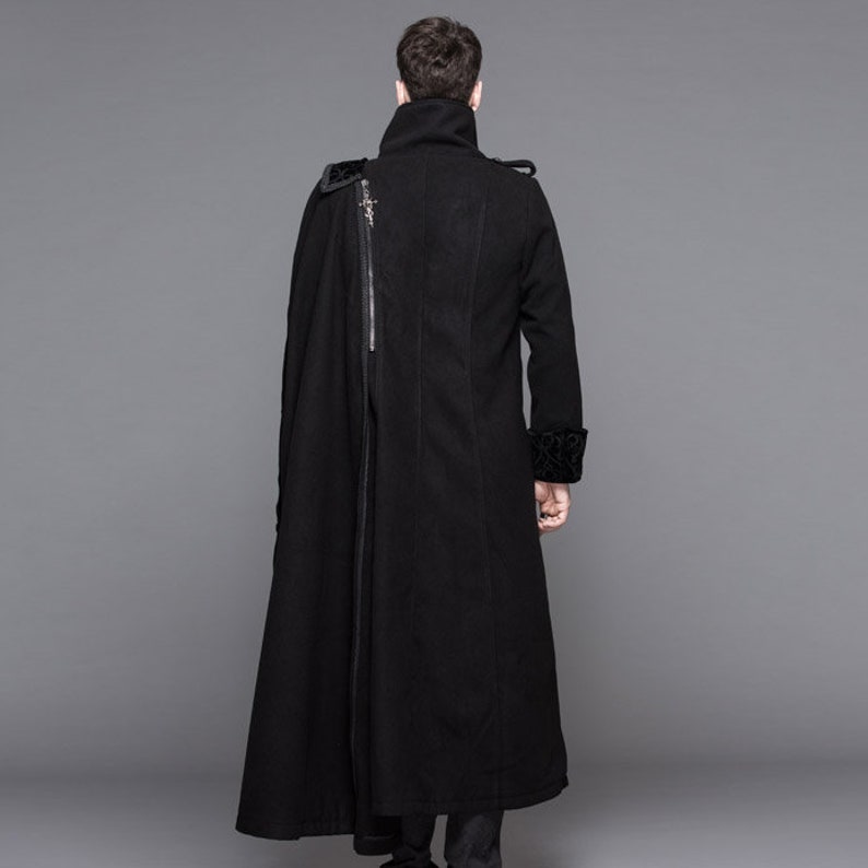 Men's Black Coat Detachable Side Cape Tailcoat Trench - Etsy