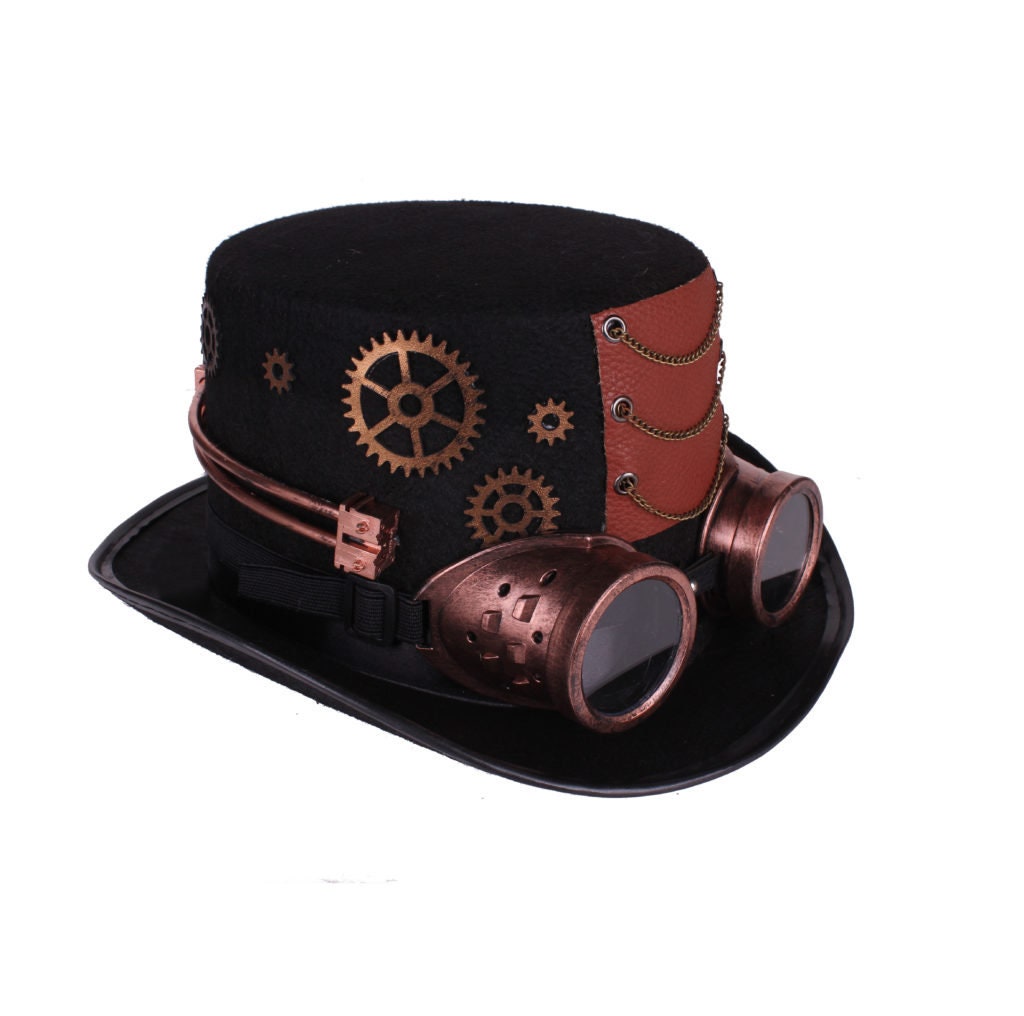 Steampunk Hat With Cameo and Goggles Brown or White Color - Etsy