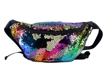 rainbow sequin fanny pack
