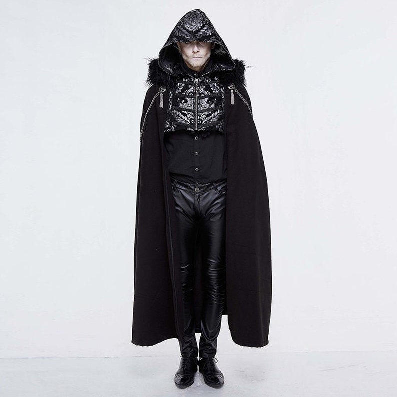 Heavy Cloak With Hood Theatre Cape Long Black Coat - Etsy