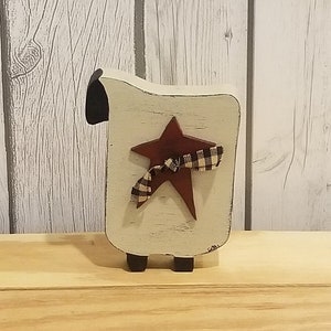 Primitive Standing Sheep Rustic Shelf Sitter Decoration