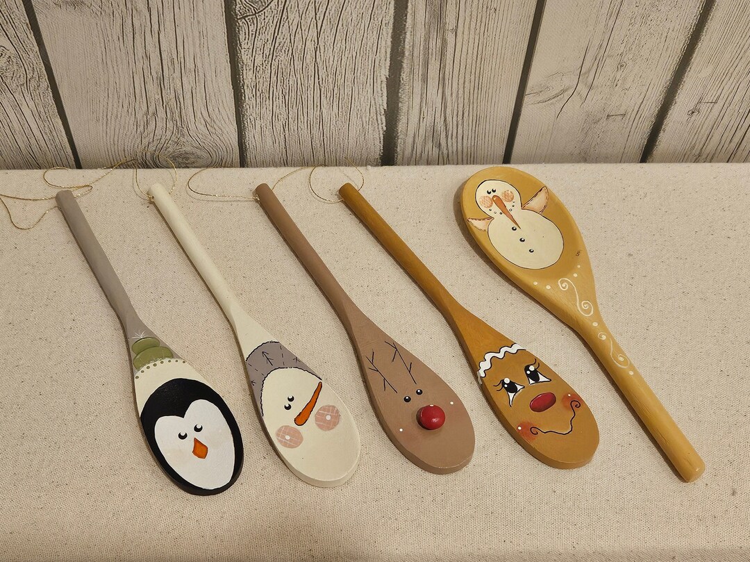 Winter Holiday Hand Painted Wooden Spoons