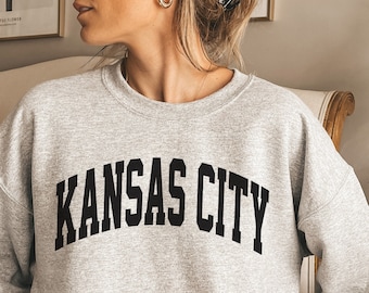Kansas City Sweatshirt: Collegiate Text Crewneck Sweater
