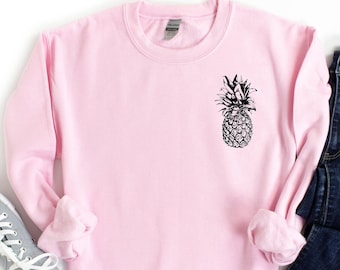 Pineapple Sweatshirt - Pineapple Print, Left Chest, Fruit Shirt, Pineapple T Shirt Tumblr Top, Pineapple Sweater, Tumblr Crew